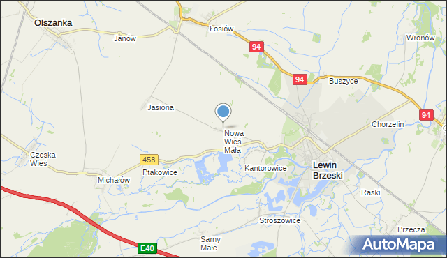 mapa Nowa Wieś Mała, Nowa Wieś Mała gmina Lewin Brzeski na mapie Targeo